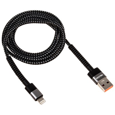 Кабель USB "WALKER" C535 для Apple в матерчатой обмотке (3.1А), черный