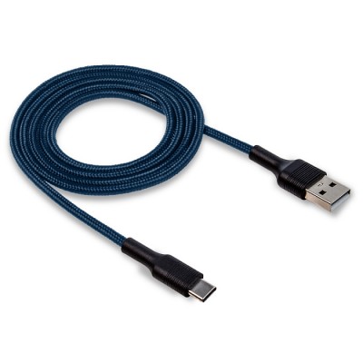 Кабель USB "WALKER" C575 для Type-C в матерчатой обмотке (2.4А), синий