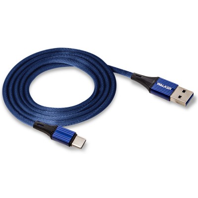 Кабель USB "WALKER" C705 для Type-C в матерчатой обмотке (3.1А), синий