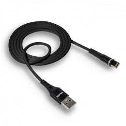 Кабель USB WALKER C775 для Apple магнитный, индикатор, прорезиненная оплетка  (3.1А), черный