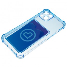 Накладка для Apple iPhone 15 Pro, с карманом для карт, голубая