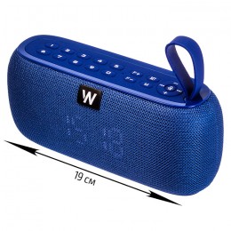 Колонка WALKER WSP-150, Bluetooth, 5Вт*2, TWS синхронизация, функция часов, синяя