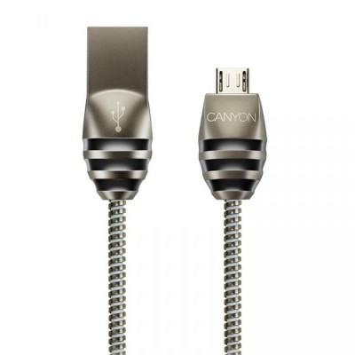 Кабель USB "CANYON" CNS-USBM5DG для Micro USB (2А), в металлической оплетке,черный