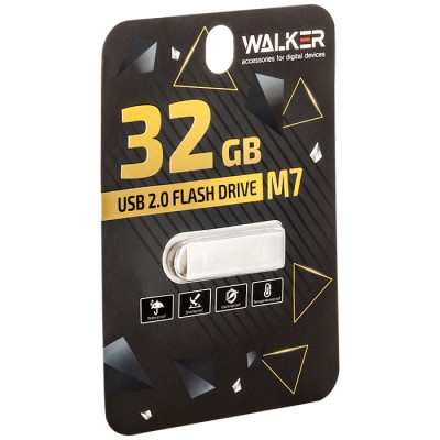 Накопитель 032 Gb, USB 2.0 "WALKER" M7 25-10 Мб/с металл (ecopack)