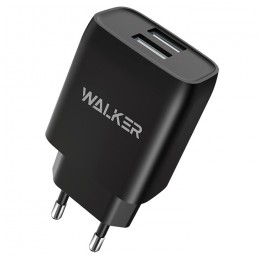 Сетевой зарядный блок WALKER WH-31, 2.1А, 10,5Вт, USBx2,черный