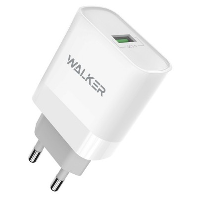 СЗУ WALKER WH-35, 2.4А, 15Вт, USBx1, быстрая зарядка QC 3.0, блочок, белое