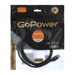 Кабель GoPower HDMI (m)-HDMI (m) 1.5м ПВХ ver.1.4 черный в пакете