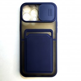 Накладка для Apple iPhone 13 Pro Max, с карманом для карт #1, прозрачный/синий