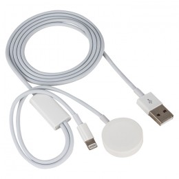 ЗУ беспроводное для Apple Watch 2в1 с кабелем Lightning, USB