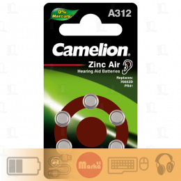 Батарейка Camelion ZA312 BL6 Zinc Air 1.45V 0%Hg (6/60/600/3000)
