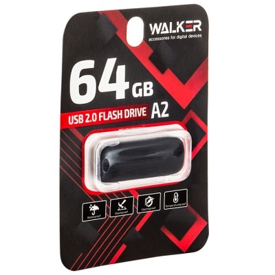Накопитель 064 Gb, USB 2.0 "WALKER" A2 25-10 Мб/с (ecopack)