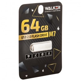Накопитель 064 Gb, USB 2.0 "WALKER" M7 25-10 Мб/с металл (ecopack)